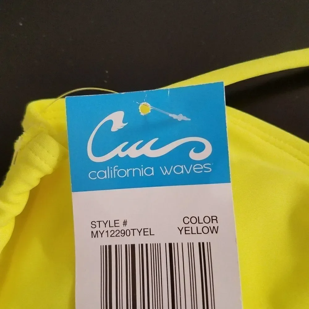NEW California Waves Yellow Bikini Top asz Large